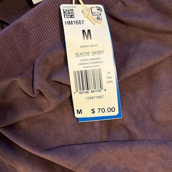 Adidas shadow maroon Suede Skirt size M - Picture 6 of 10